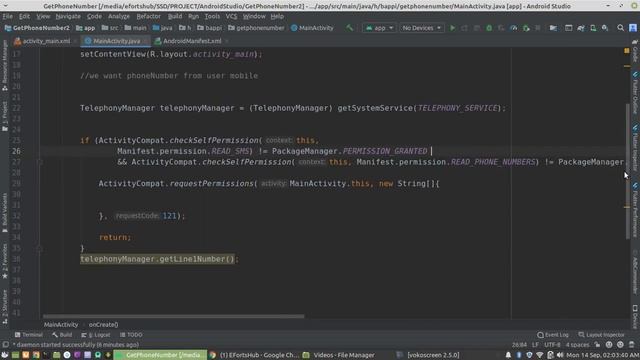 How to get Phone Number using TelephonyManager in Android Studio смотреть онлайн
