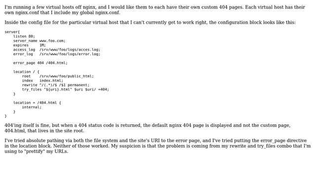 nginx custom 404 error page for virtual host смотреть онлайн