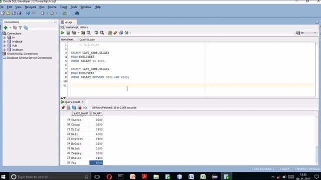 Oracle Database11g tutorials 5: how to use Comparison operator in Detail смотреть онлайн