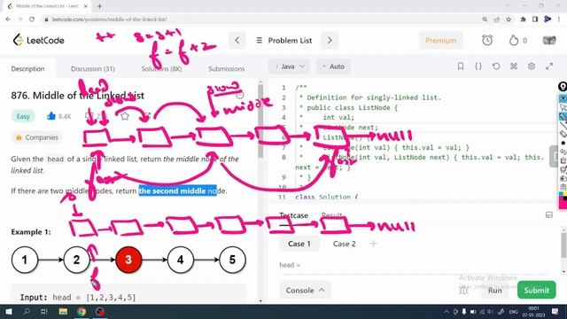 LeetCode Problem: 876. Middle of the Linked List | Java Solution смотреть онлайн