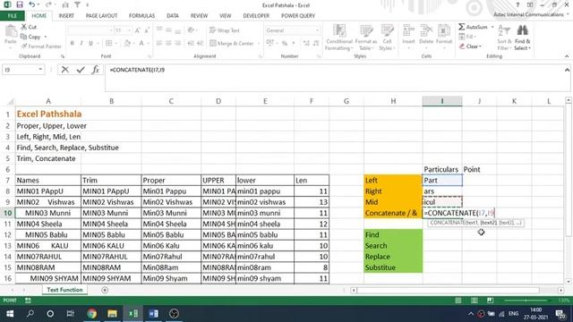 Text Function (Excel) - Trim, Concatenate, &, Proper, Find, Substitute, Concatenate смотреть онлайн