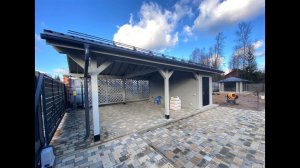 Навес для двух машин с хозблоком Ривьера 6х9м. Московские Навесы.