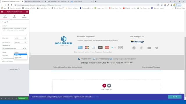 Como inserir o aviso de cookies no WordPress usando Elementor. смотреть онлайн