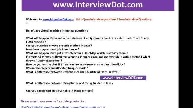 list of java virtual machine interview questions interviewdot java interview questions смотреть онлайн