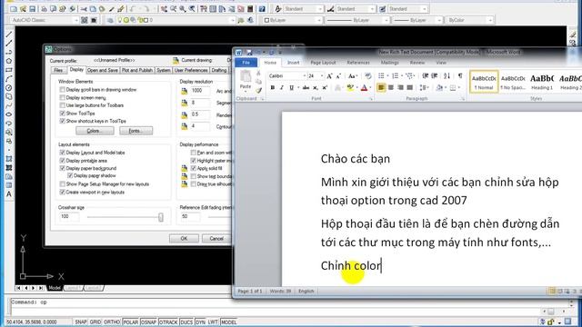AUTOCAD 2007 : CÀI ĐẶT ĐẦU TIÊN CHO HỘP THOẠI OPTION TRONG AUTOCAD 2007 смотреть онлайн