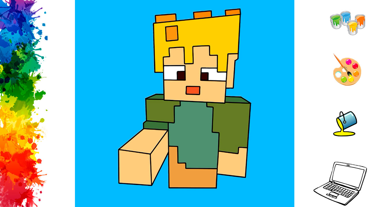 Раскраски для детей Майнкрафт на компьютере, раскрашиваем простые детские рисунки смотреть онлайн