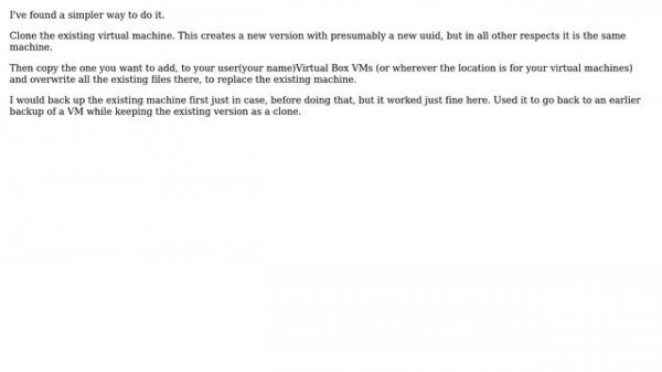 Unix & Linux: Trying to open a VM config which has the same UUID as an existing virtual machine