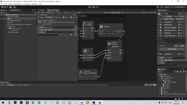 Создать мобильное управление и передвижение персонажа | Unity Visual Scripting смотреть онлайн
