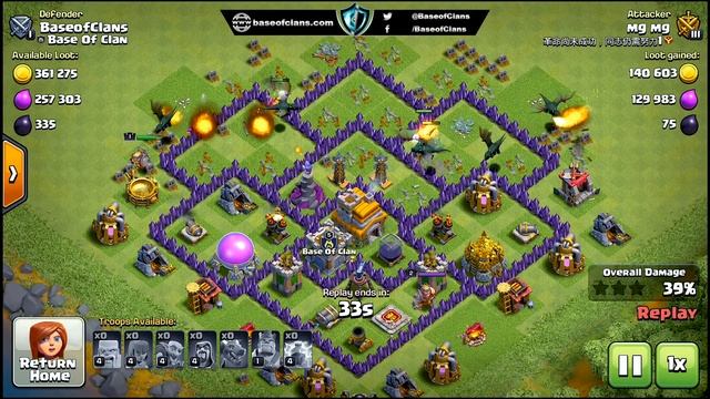 New Best TH7 TROPHY/FARMING Base 2018 with REPLAY - Clash of Clans смотреть онлайн