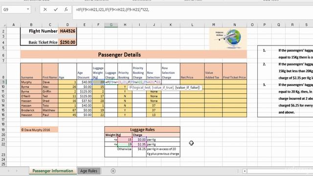 MS Excel Building Business Application 018 Rule 2 Luggage Charge Solution смотреть онлайн