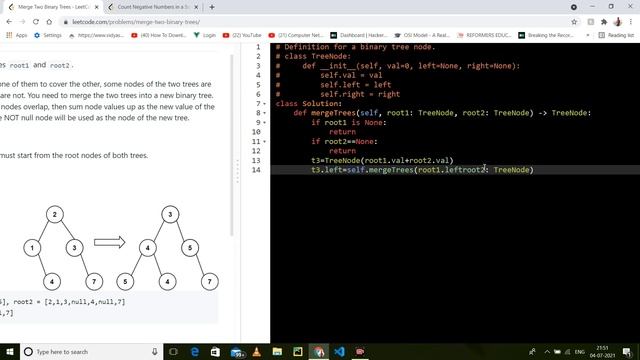 617 Merge Two Binary Trees | leetcode Easy level Questions Complete playlist Solution in Python смотреть онлайн