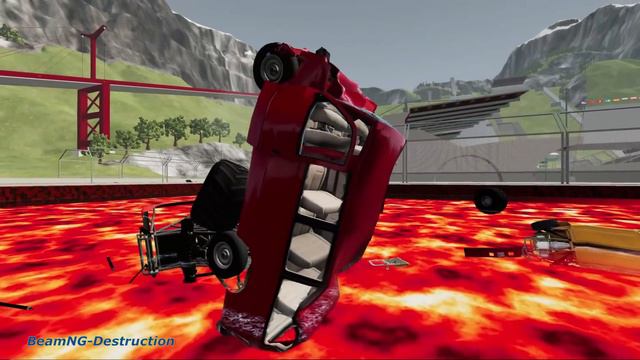 Cars vs Lava Pools Monster Truck, School Bus, Tank #29 – BeamNG.Drive смотреть онлайн