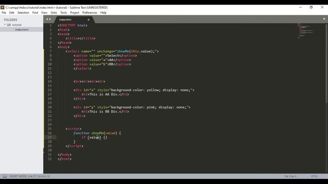 Showing a Div on Selecting Option in HTML Drop-down menu смотреть онлайн