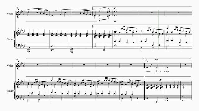 G.Caccini "Ave Maria" (F minor) Score animation [Piano only] смотреть онлайн