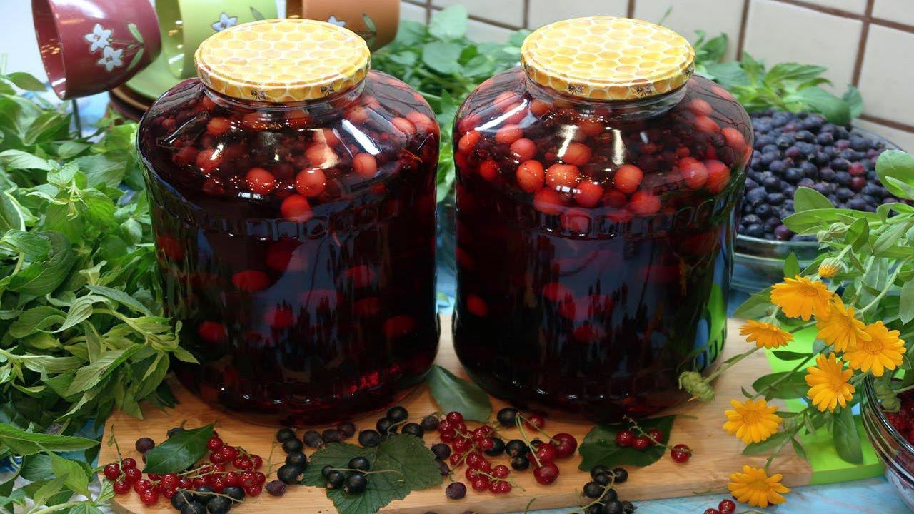 Компот из вишни и чёрной смородины на зиму смотреть онлайн