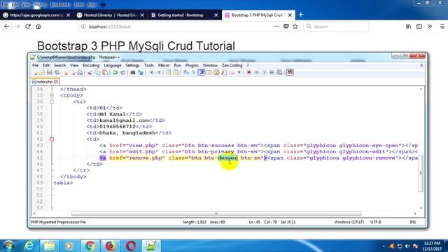 Bootstrap 3 php mysqli crud tutorial Part - 2 | Bootstrap 3 php mysqli смотреть онлайн