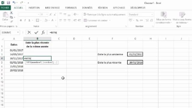 B.KAF11 Formule Excel pour trouver la date la plus récente/ancienne смотреть онлайн