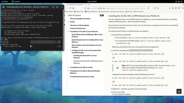 JDK 17 (Java Development Kit) installation in Fedora 34 with RPM - No Commentary. смотреть онлайн
