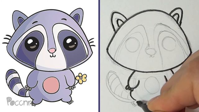 Cómo Dibujar Un Mapache Kawaii