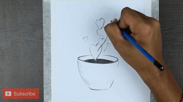How to draw a Coffee cup Sketch with Love smoke - step step смотреть онлайн