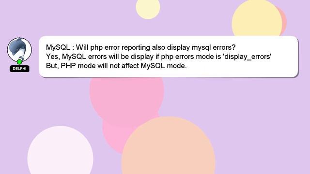 MySQL : Will php error reporting also display mysql errors? смотреть онлайн