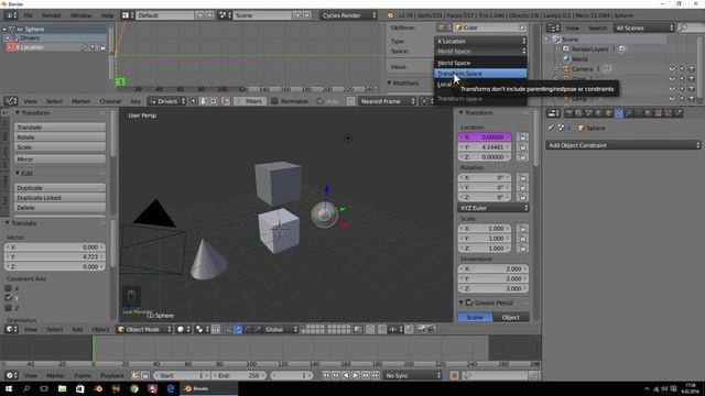 Blender 2.76 Driver space (world-transform-local) nedir? смотреть онлайн