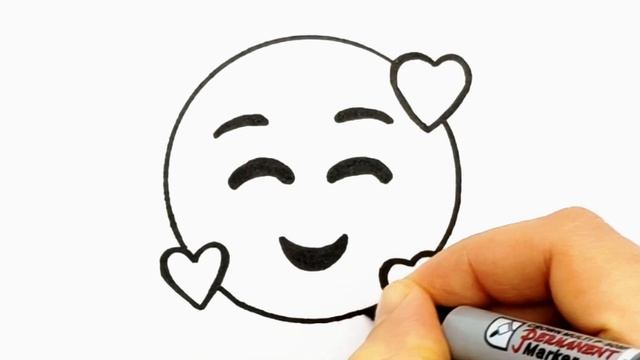 Как нарисовать Смайлик с сердечками. Просто рисуем красивый смайлик для срисовки. #397 смотреть онлайн