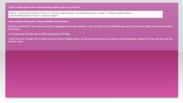 Multiple contentEditable, unable to move carret to end of span with arrow keys смотреть онлайн