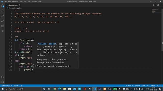 Fibonacci series using recursion in python смотреть онлайн