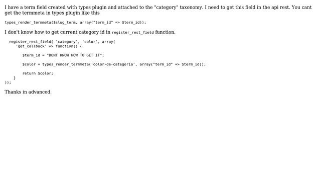 Wordpress: Get ID of current taxonomy in register_rest_field смотреть онлайн
