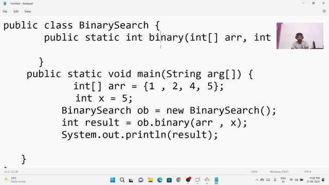 Binary Search Java Easy Notepad Solve | Binary Search Using Notepad Solved With Java Language смотреть онлайн
