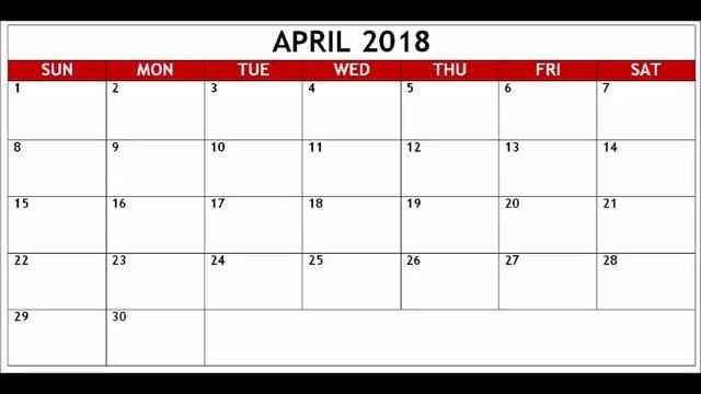 April 2018 Calendar Printable With Holidays смотреть онлайн