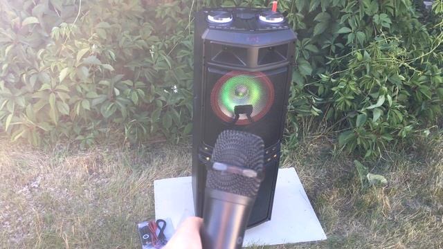 Большая акустика с аккумулятором. подсветка, USB, BT, AUX, пульт д/у. Kombari.ru смотреть онлайн