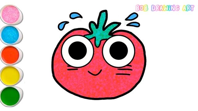HOW TO DRAWING AND COLORING CUTE TOILET | DRAWING LOVE WITH SAD | DRAWING TOMATO | TUTORIAL DRAWING