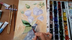 Рисуем цветы эустомы акварелью.