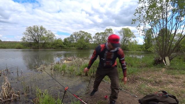 Ловля карася в начале лета. Рыбалка на поплавок в красивом месте. смотреть онлайн