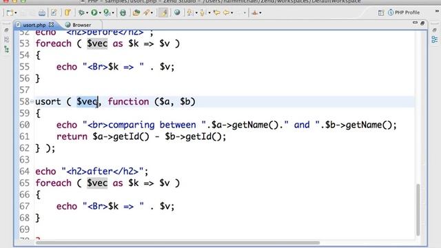 The usort Function in PHP смотреть онлайн