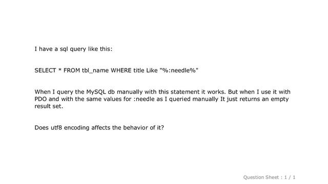 MySQL : How do I use a LIKE clause in a PDO prepared statement? смотреть онлайн