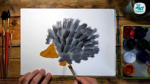 Как нарисовать ЁЖИКА красками | Простые рисунки красками | Урок рисования для детей смотреть онлайн