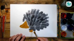 Как нарисовать ЁЖИКА красками | Простые рисунки красками | Урок рисования для детей