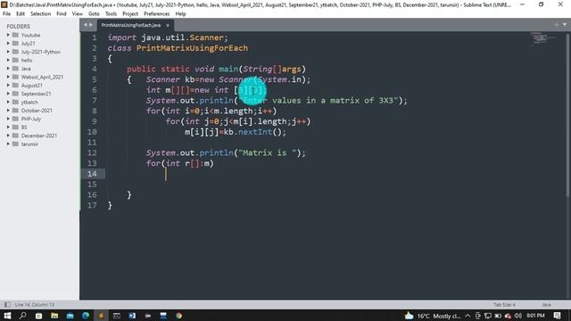 print matrix using for each loop in java in hindi смотреть онлайн