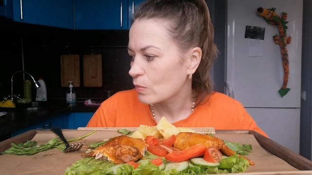 МУКБАНГ КОПЧЁНЫЕ КРЫЛЫШКИ/КАРТОШКА/ОВОЩИ/MUKBANG Smoked Wings/potatoes/vegetables