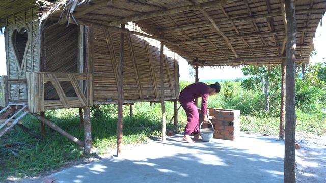 Add a New Kitchen to My Tiny Bamboo Housea for a short solo Camping смотреть онлайн