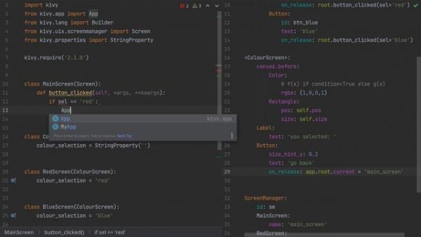 Python Kivy GUI - If statement in kv file and passing parameters from kv to Python - Tutorial part