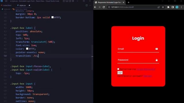 Responsive Animated Login Form using HTML and CSS смотреть онлайн
