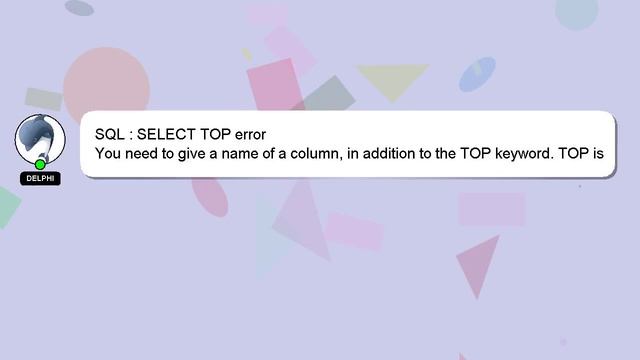 SQL : SELECT TOP error смотреть онлайн