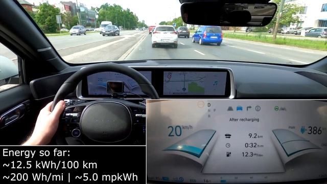 Hyundai IONIQ 6 2WD CITY energy power consumption economy test range mpkWh kWh/100 km urban power смотреть онлайн
