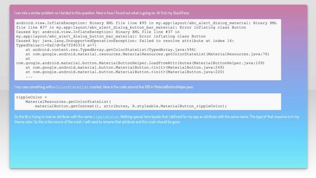 Fatal Exception: java.lang.UnsupportedOperationException: Failed to resolve attribute at index 6... смотреть онлайн