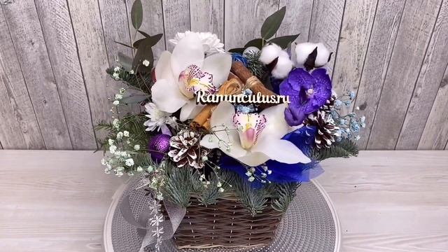 Новогодняя композиция из нобилиса и орхидей смотреть онлайн