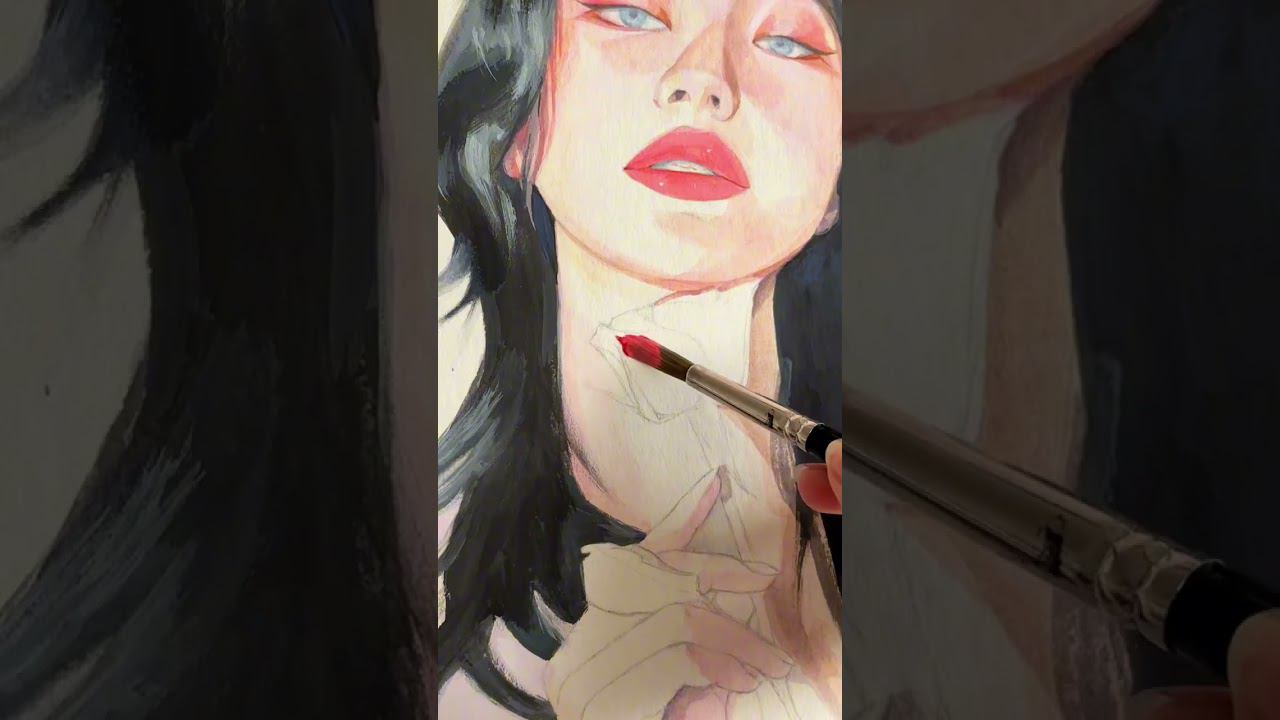 Акварельная техника не акварелью? Красочный портрет от Алекс Призрак #art #живопись #таиркраски смотреть онлайн